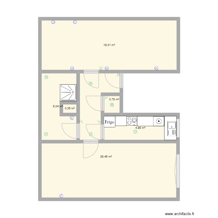 Fred. Plan de 6 pièces et 58 m2