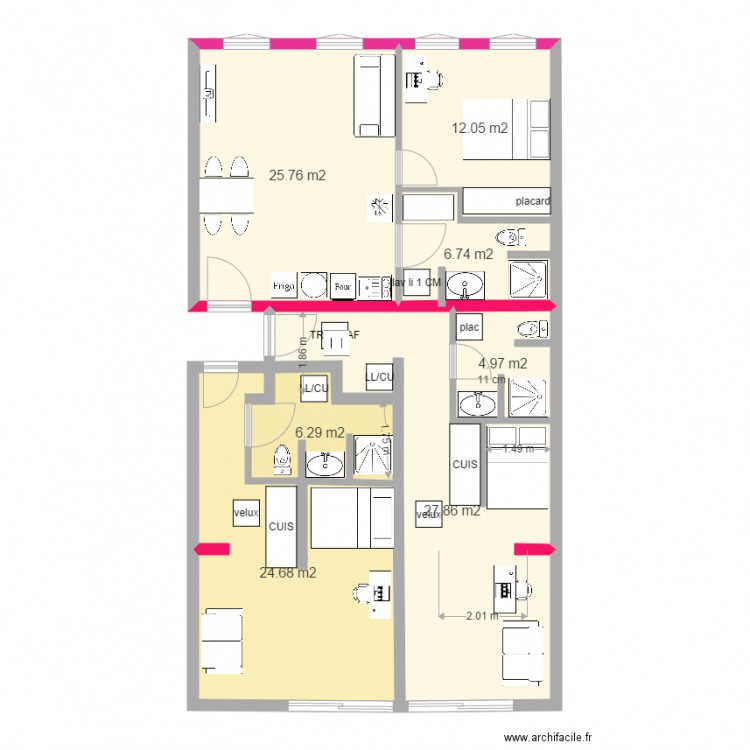 BONNAC PLAN 1 T2 et 2 studios der 12 HERVE BIS. Plan de 0 pièce et 0 m2