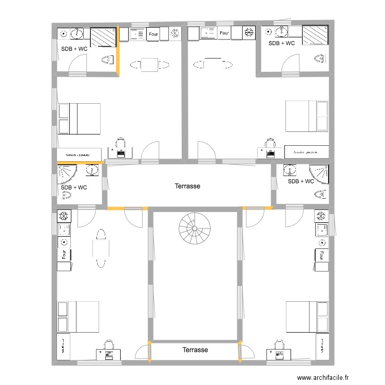 Pantin_1erEtage_Futur. Plan de 4 pièces et 46 m2