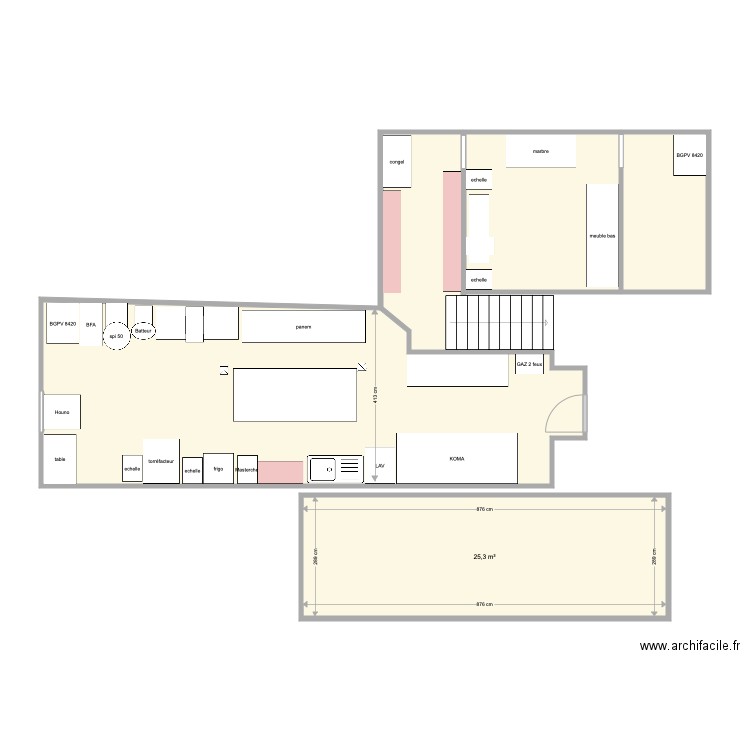 Jacoulot . Plan de 5 pièces et 105 m2