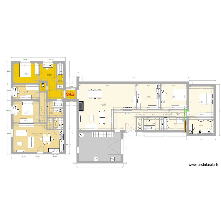 appart 2 ch maison 3 ch 2 SDD 2 bureaux. Plan de 0 pièce et 0 m2