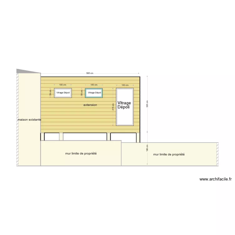 fa&ccedil;ade extension EST. Plan de 