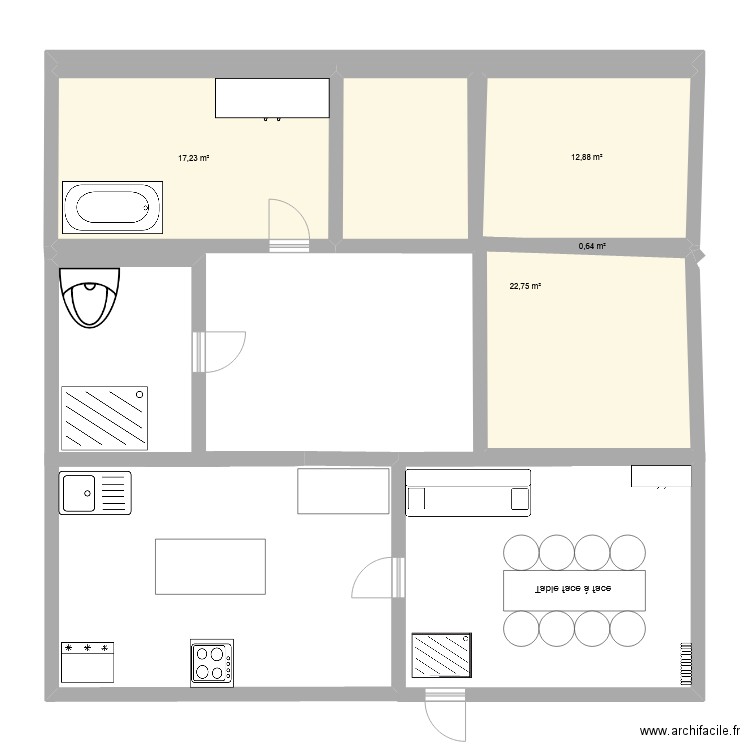 Léa. Plan de 4 pièces et 54 m2