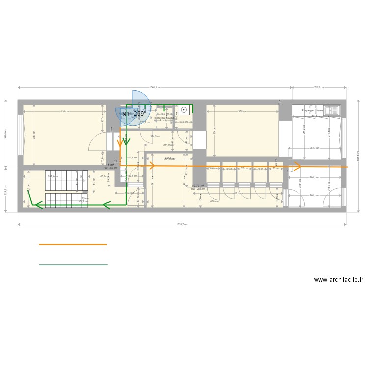 Studio 1. Plan de 12 pièces et 56 m2