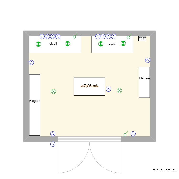 atelier. Plan de 1 pièce et 18 m2