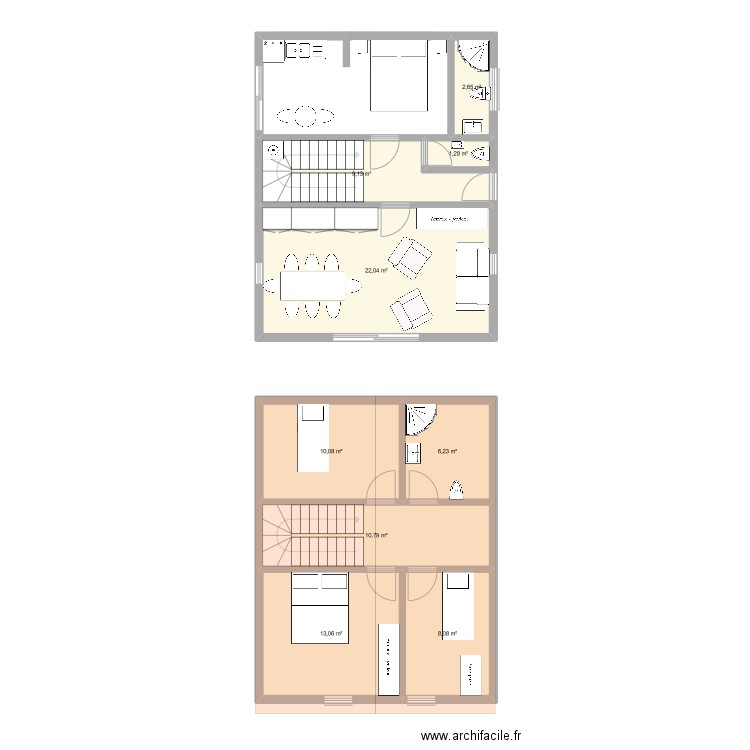 Ameugny. Plan de 9 pièces et 83 m2