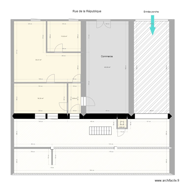 173 République RDC. Plan de 9 pièces et 218 m2