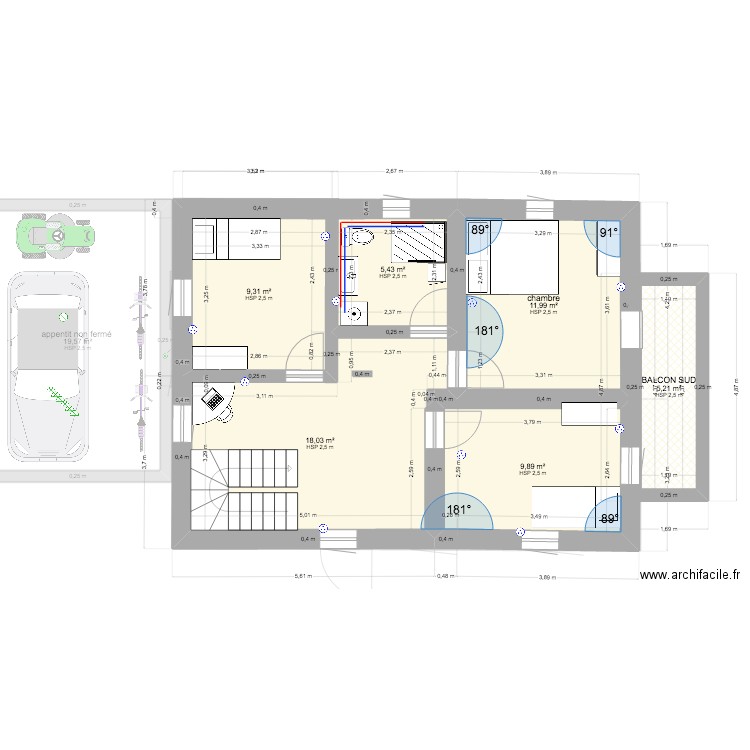 MAISON 1_3. Plan de 11 pièces et 137 m2