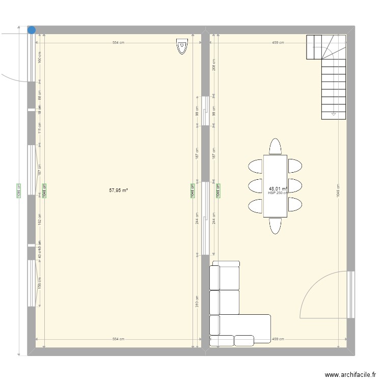 SAIVE MARJO. Plan de 2 pièces et 106 m2