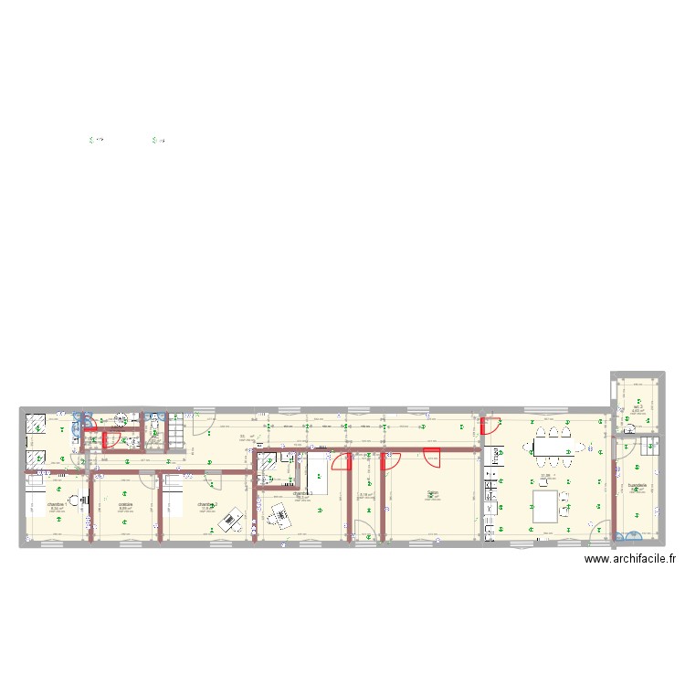 Bâtiment Voltaire RDC MODIFIE ELECTRIQUE. Plan de 13 pièces et 149 m2