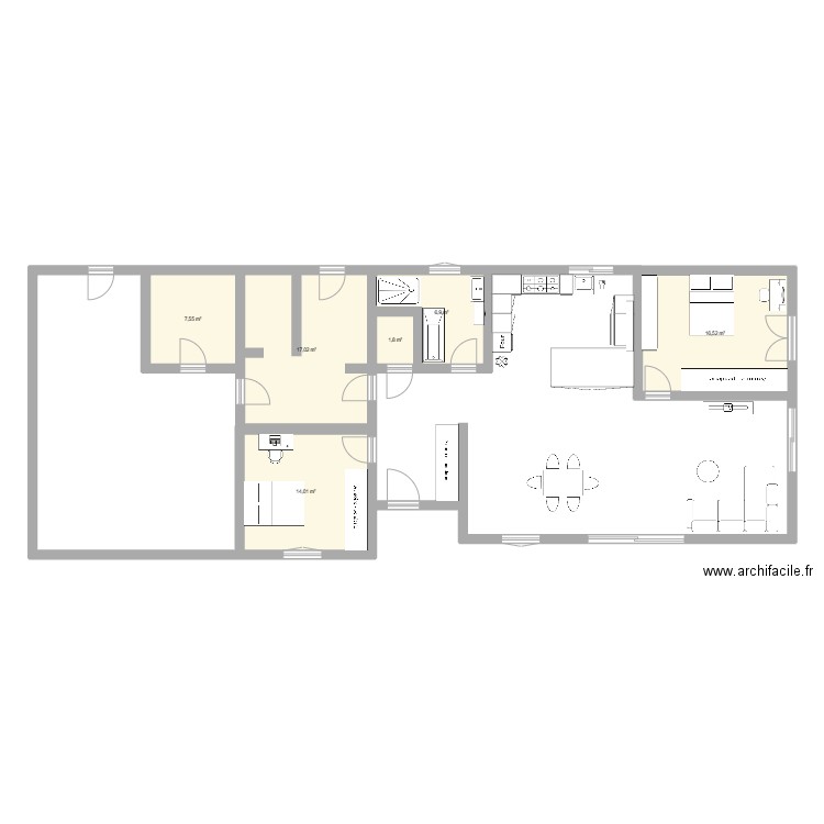 tatie spich. Plan de 6 pièces et 64 m2