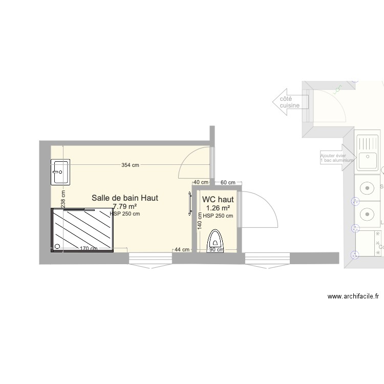 SDB haut Teneze chambre bas V8 lit face fenêtre bureau réserve. Plan de 0 pièce et 0 m2