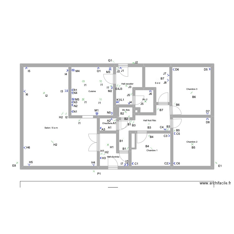 SedoghoImplantationRdc. Plan de 15 pièces et 113 m2