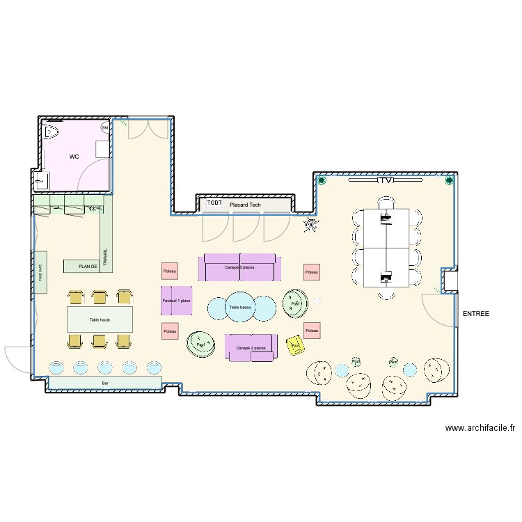 COLIVING conf 3. Plan de 3 pièces et 88 m2