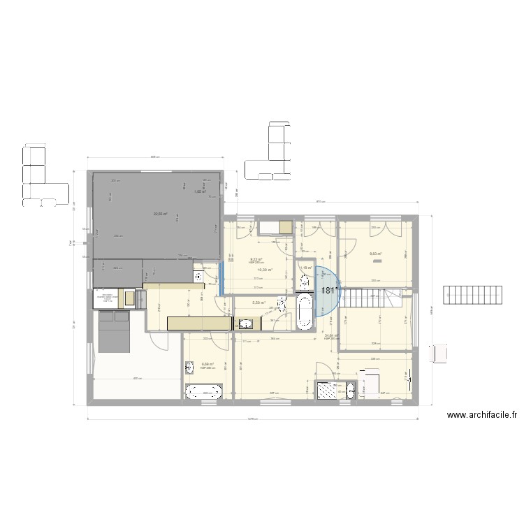                    Yvrac RDC PROJET SDB CUISINE RDC. Plan de 11 pièces et 120 m2