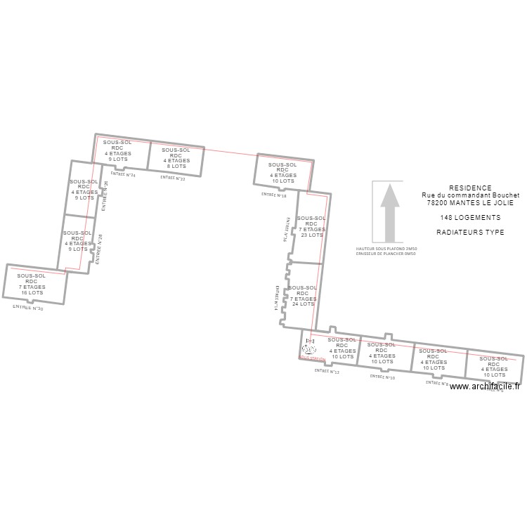 commandant louis Bouchet . Plan de 5 pièces et 1598 m2