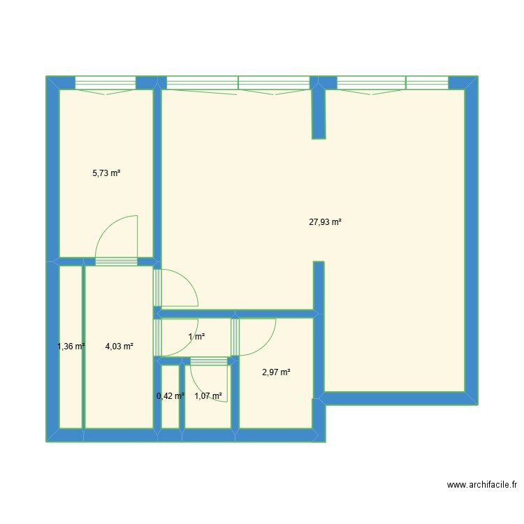 Paris-Choisy. Plan de 8 pièces et 45 m2