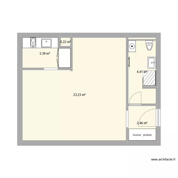 Irina. Plan de 5 pièces et 34 m²