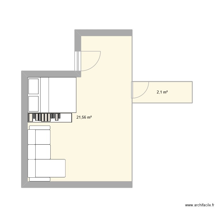 LYON. Plan de 2 pièces et 24 m2