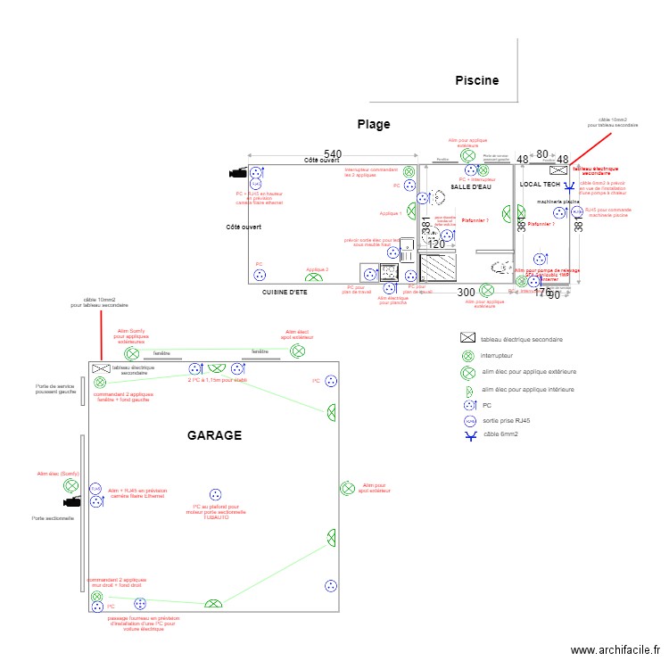 GARAGE et POOL HOUSE électricité v4. Plan de 0 pièce et 0 m2