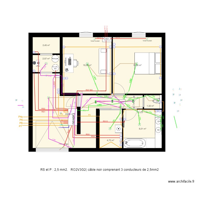 appart rilleux. Plan de 14 pièces et 162 m2