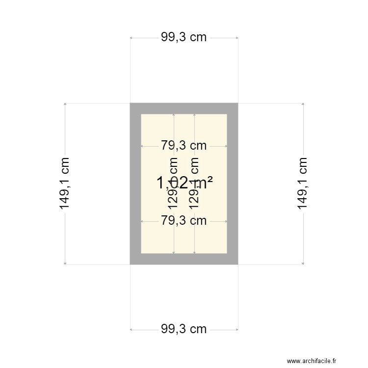 Toilettes. Plan de 1 pièce et 1 m2