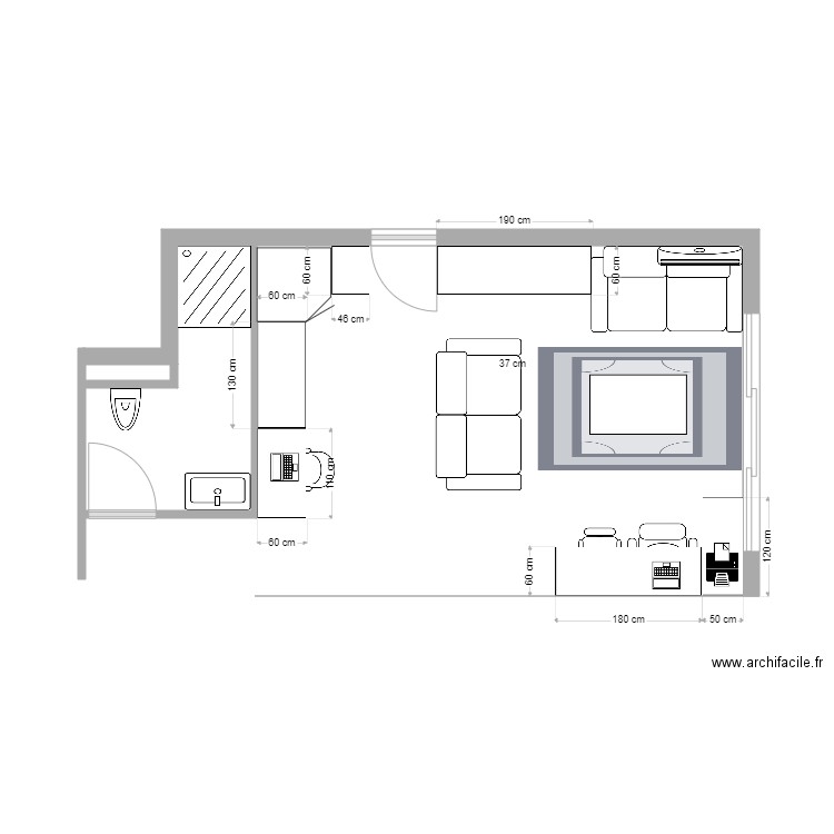 mezzanine ouverte SDB agrandie. Plan de 0 pièce et 0 m2