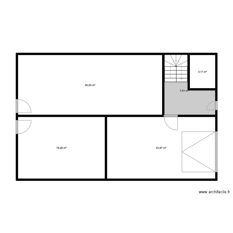 gbo. Plan de 5 pièces et 85 m2