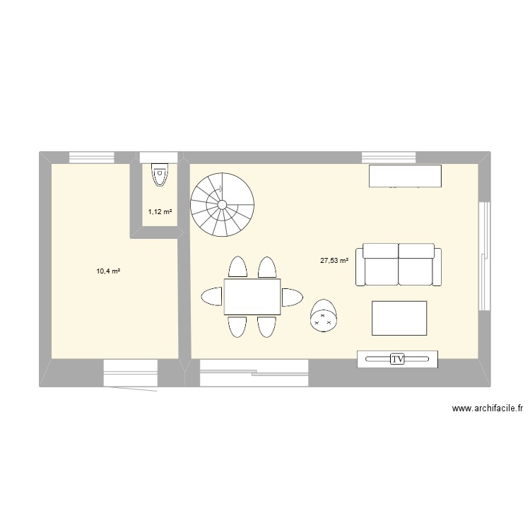 Dépendance. Plan de 3 pièces et 39 m2