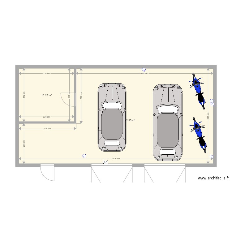Garage 2 voitures 55m2. Plan de 0 pièce et 0 m2