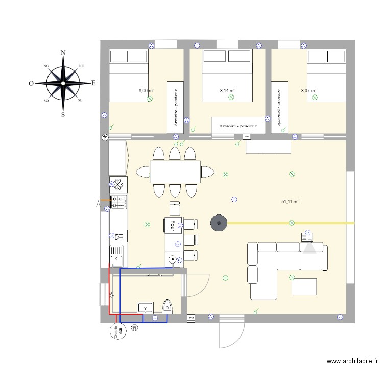 Porch MAZ. Plan de 4 pièces et 75 m2