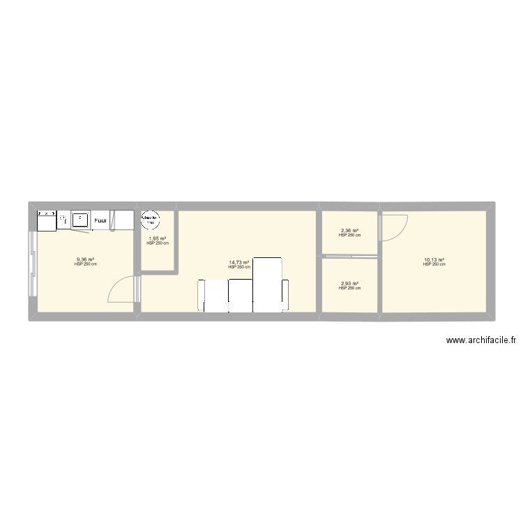 Maison. Plan de 6 pièces et 41 m2