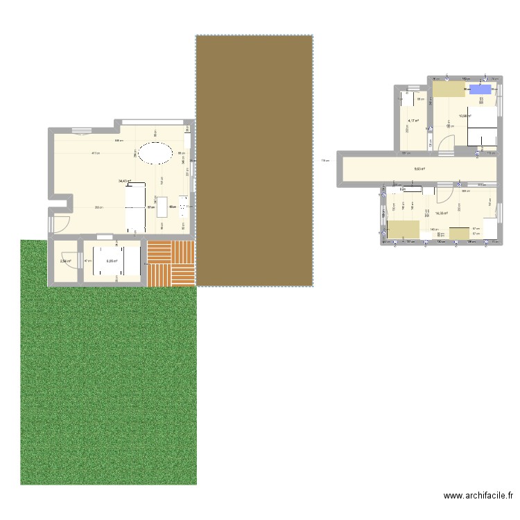 pesmes. Plan de 7 pièces et 82 m2