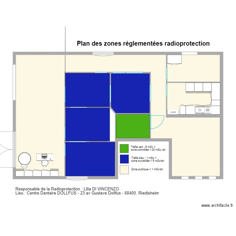 zone radio protection. Plan de 5 pièces et 87 m2