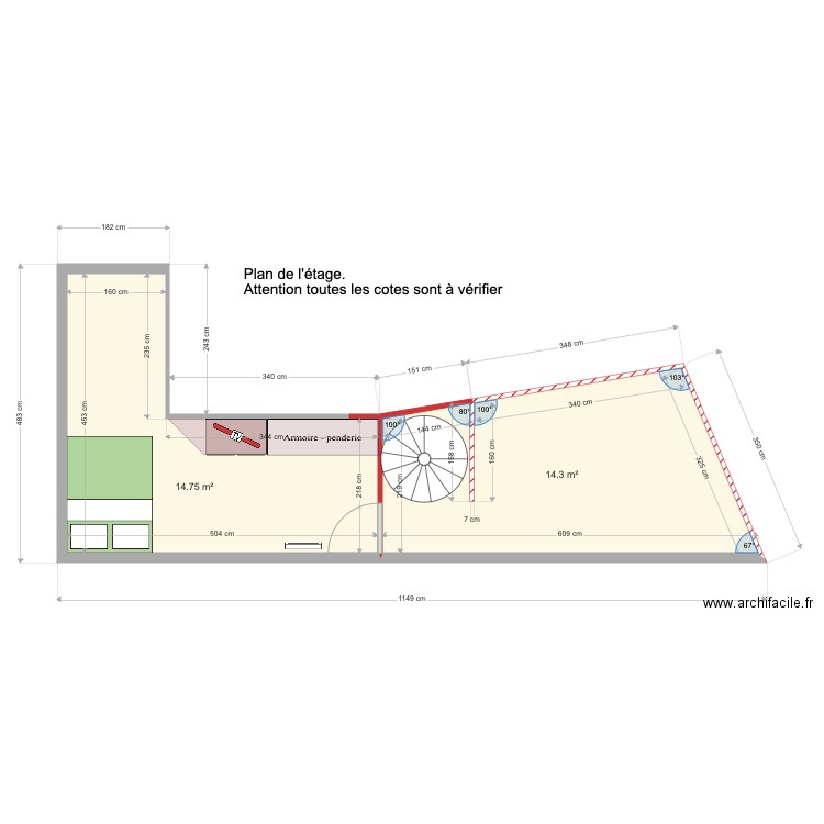 Etage projet 1 Victor  Agathe. Plan de 0 pièce et 0 m2