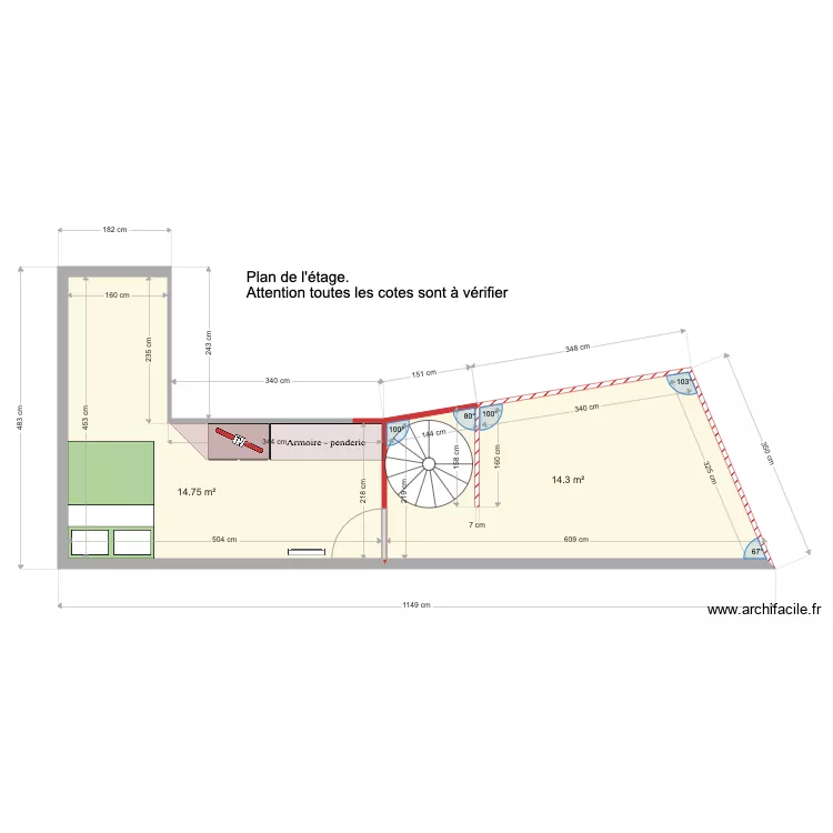 Etage projet 1 Victor  Agathe. Plan de 