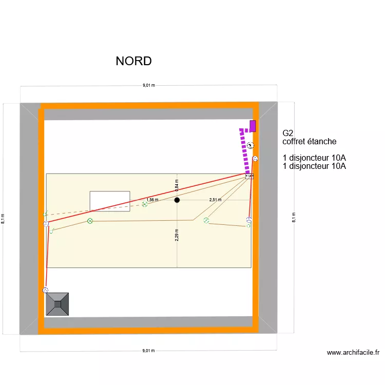 Mareilles grenier. Plan de 1  et 54 m²