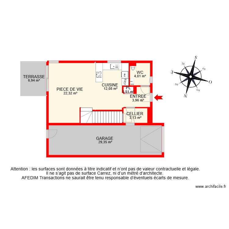 BI 8588 RDC . Plan de 11 pièces et 87 m2