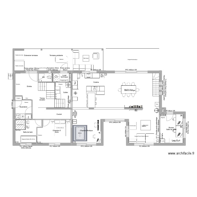 La Salle v13 APS. Plan de 28 pièces et 434 m2