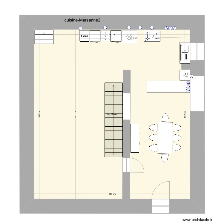 cuisine-Marsanne2. Plan de 1 pièce et 84 m2