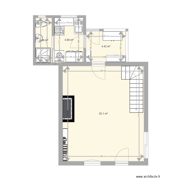 dependance cuisine sdb. Plan de 0 pièce et 0 m2