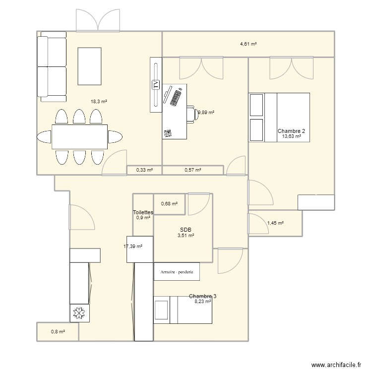 maison. Plan de 13 pièces et 80 m2