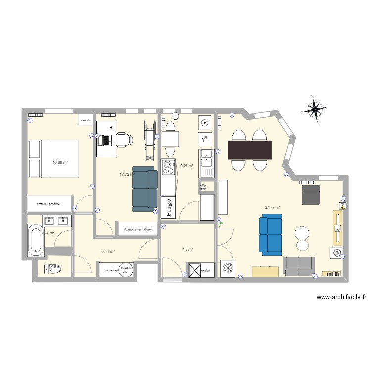 vesinet1. Plan de 9 pièces et 75 m2