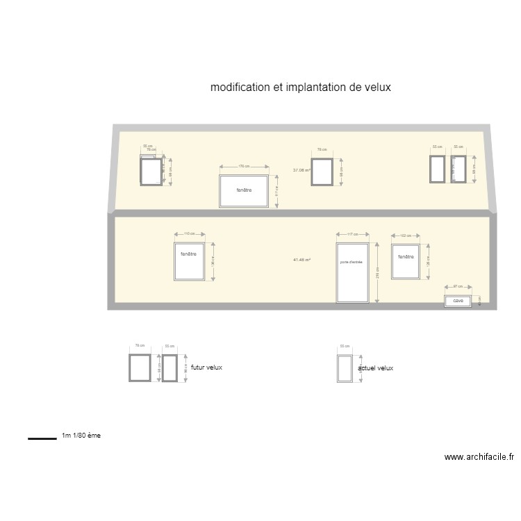 modification et implantation de velux. Plan de 0 pièce et 0 m2