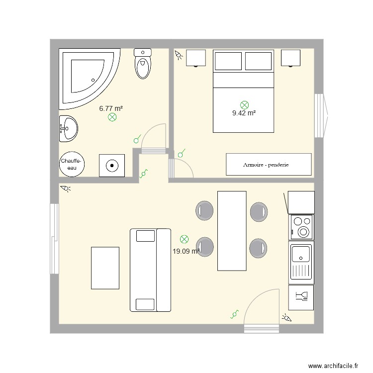 Appartement 40 m2. Plan de 0 pièce et 0 m2