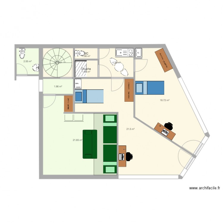 Chambres individuelles 3 dans pharmacie et extension. Plan de 0 pièce et 0 m2