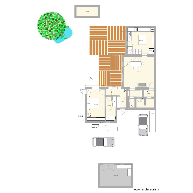 choix 1 Extension prolongation petite maison_carré_2. Plan de 10 pièces et 107 m2
