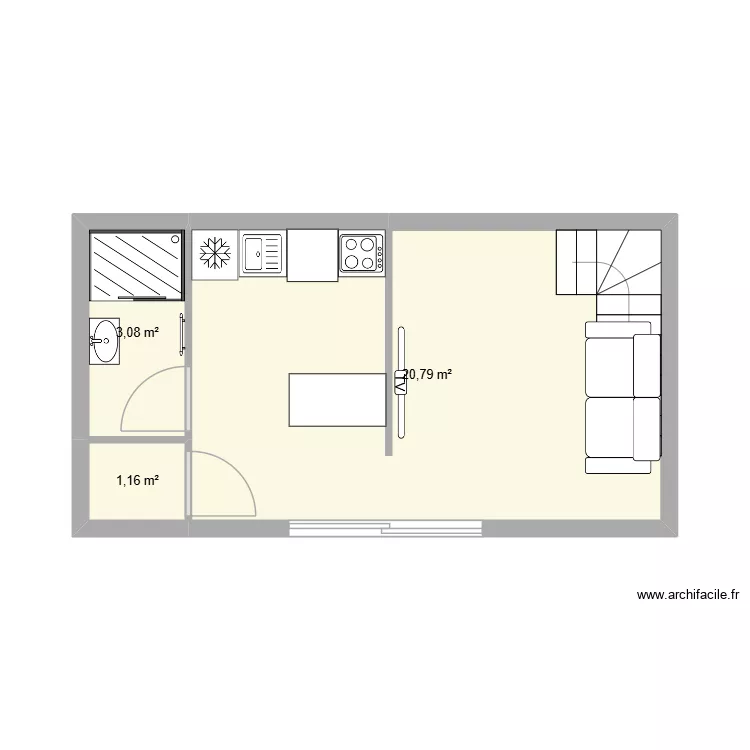 toeufles petit. Plan de 3  et 25 m²