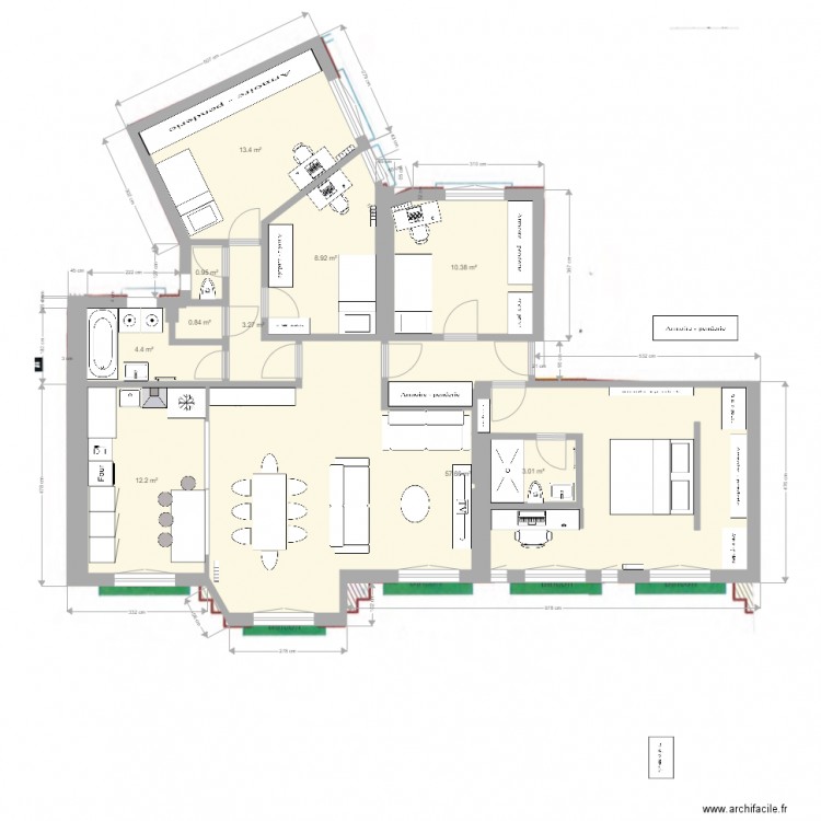 base cotée Jaures projet petits lits dressing. Plan de 0 pièce et 0 m2