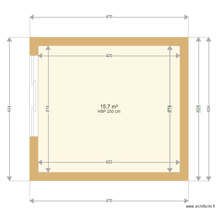 Cabanon470400. Plan de 1 pièce et 16 m2